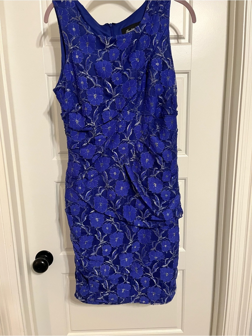 Scarlett Nite Royal Blue Floral Embroidered Sheath Dress